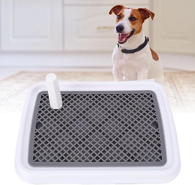 Pee Pad Holder for Dog,with Grate Odor Proof Easy to Clean Plastic Pee Pad Pet Potty Tray for Small Dogs (Grey)