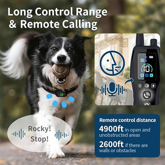 WITPAW ﻿Dog Shock Collar, 4900FT Dog Training Collar with Call Function & LED Light, IP67 Waterproof Rechargeable E-Collar for Dogs 10-120Ibs,4 Training Modes for All Breeds
