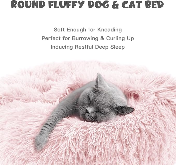 Himax Dog Bed for Medium Dogs, Pink Dogs Beds with Blanket Attached, Calming Anti-Anxiety Fluffy Dog Bed Washable (20"/26"/35")