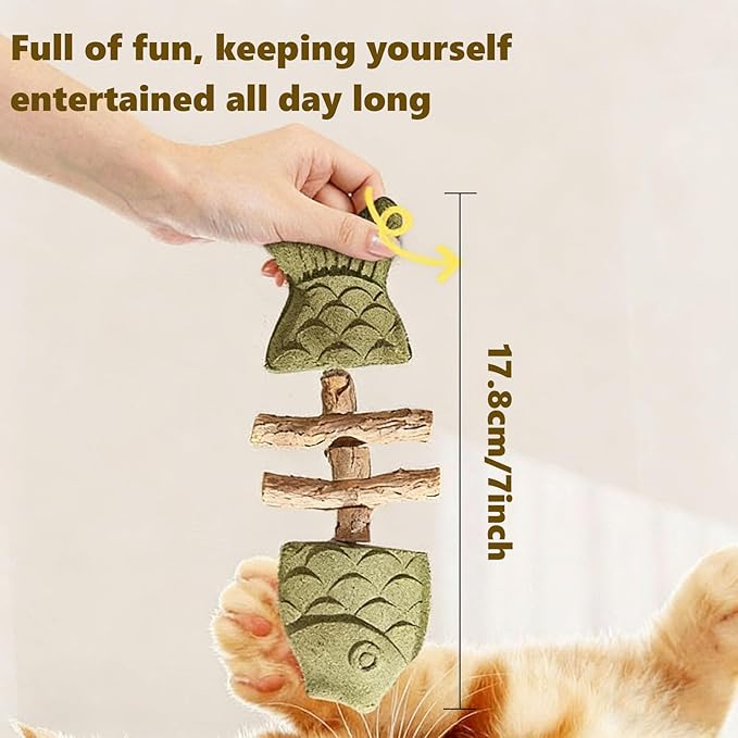 Purrident - Fix Cat Dental Health - Natural Dental Chew for Cats, Fishbone Shape Cat Teething Toy with Catnip, Durable Feline Tooth Care Tool for Indoor & Adult Cats (3PCS-B)