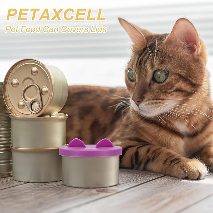 PETAXCELL Cat Food Can Covers Lids, Dog Food Can Lids with Cute Pet Ears Shaped Silicone Toppers 2.5 Inch, (Forest Green, 2Pcs), Intended for Dog/Cat/Pet Food Cans