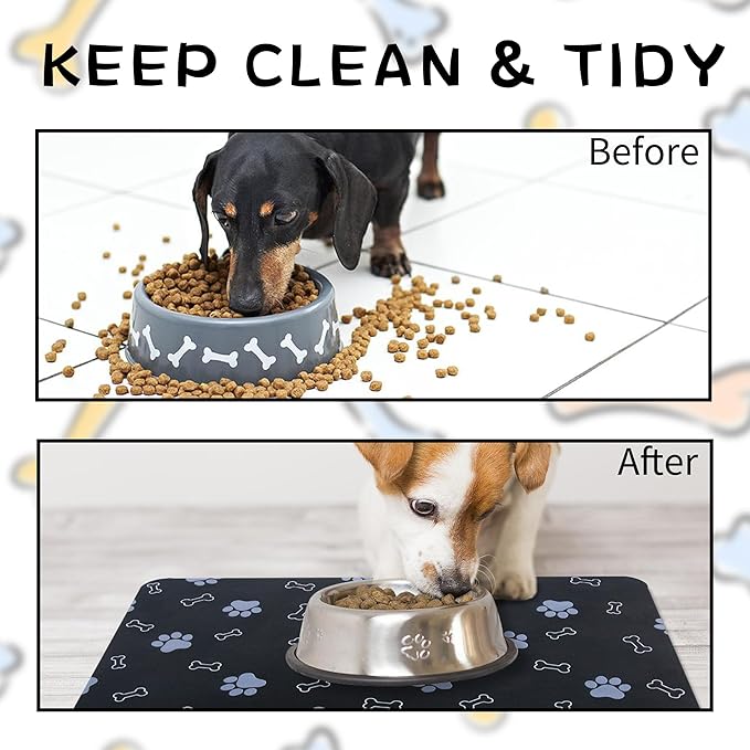 Pet Cat Dog Food Mat Non Slip Mat for Dog Water Bowl Mat Quick Dry Absorbent Cat Feeding Mat, 32 * 17 in, Blue