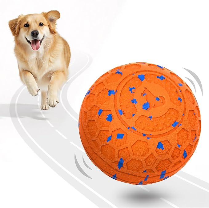 Fsitego Dog Balls: Interactive Dog Ball Auto Rolling - Interactive Dog Toys for Aggressive Chewers - Bouncy & Throwable, Type-C Rechargeable, Washable, for Small & Medium & Large Dogs – Orange