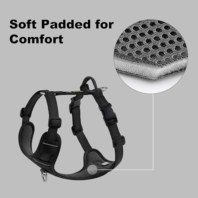 Plutus Pet No Pull Dog Harness, Reflective Adjustable Dog Vest Harness with Handle, Escape Proof, Soft Padded for Small Medium Large Dogs (Black, S)