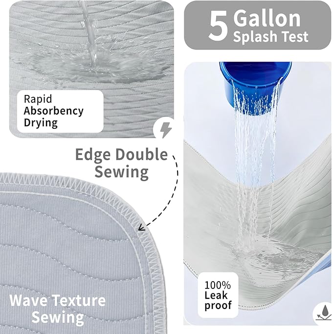 Accompagner Waterproof Reusable for Adults and Pets Washable Pee Pads for Dogs Changing Pad Large Dog Bed Size Adults Incontinence Bed Pads - Non-Slip Leak-Proof (Pearl Gray, 24"x24"(Pack of 4))