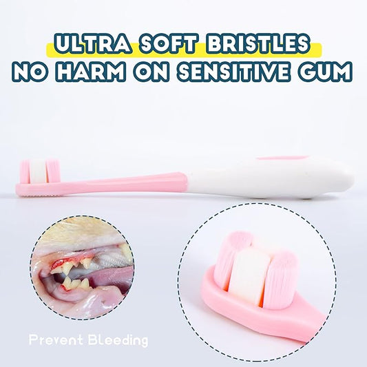Small Dog Toothbrush, Cat & Puppy Tooth Brushing Kit, Ultra Soft & Mini Head Teeth Brush for Kitten & Tiny Pet, Doggy Toothbrushes Deep Dental Cleaning, 1 Pack - Blue
