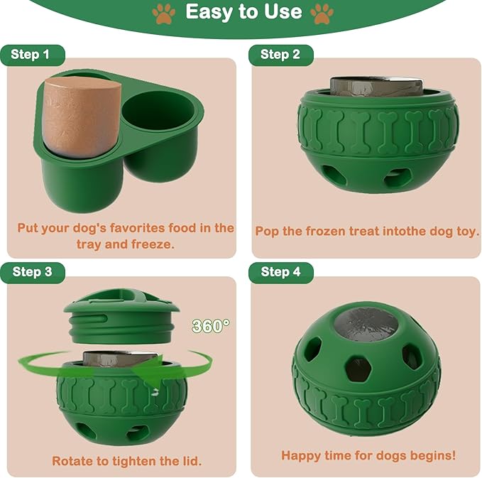 CUTENNIOU 2 in 1 Interactive Dog Toy and Silicone Tray with Lid, Dog Enrichment Toys for Large Dogs 25-75 lbs, Freezable Dogs Chew Toy to Keep Them Busy, Frozen Treat Dispensing for Slow Food Training