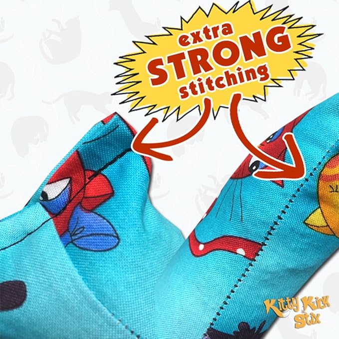 Kitty Kick Stix 15" Catnip Kicker Toy – Set of 2 | Handmade in USA | Interactive Cat & Kitten Toy | Durable Kicker Packed with 100% Potent Catnip for All Breeds (Paws Paws Paws)