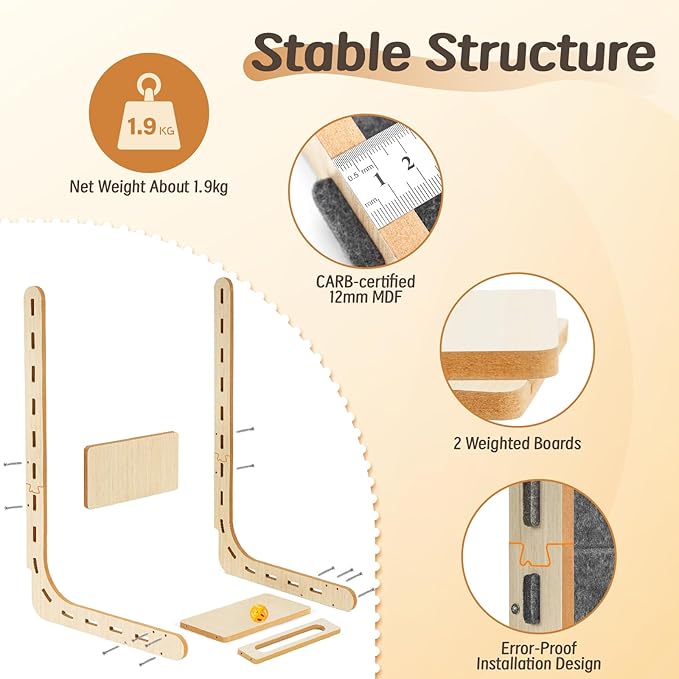 Cat Scratch Pad with Ball Toy Vertical Cat Scratching Board for Indoor Cats Adults Standing Felt Scratching Post Furniture Protector Kittens Cratchers Toys 26.8 Inch - Grey