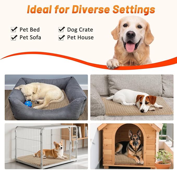 Cat Heating Pad, Waterproof Heated Cat Dog Bed with Adjustable Temperature & Timer, Electric Pet Mat for Indoor Cats Dogs, Chew Resistant Steel Cord（Large : 35"x24" Brown）
