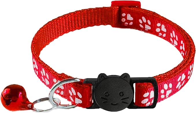 6 Pack Breakaway Cat Collar with Bells, Claw Print Design, Safety Buckle Kitten Collars, 0.4 Inches Width Lightweight, Adjustable 7.5-12.5 Inches Suitable for Girl Boy Cats
