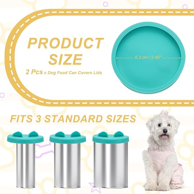 PETAXCELL Cat Food Can Covers Lids, Dog Food Can Lids with Cute Pet Ears Shaped Silicone Toppers 2.5 Inch, (Forest Green, 2Pcs), Intended for Dog/Cat/Pet Food Cans