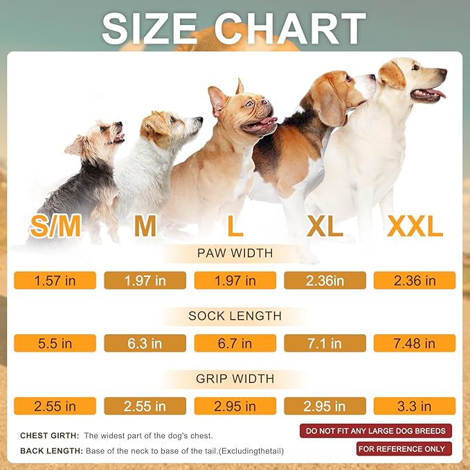 BEAUTYZOO Anti Slip Dog Socks Boots, Dog Shoes for Hot/Cold Pavement Snow Rain Days,Waterproof Grip Dog Booties Paw Protector for Hardwood Floor, Prevent Licking for Small Medium Large Senior Old Dogs