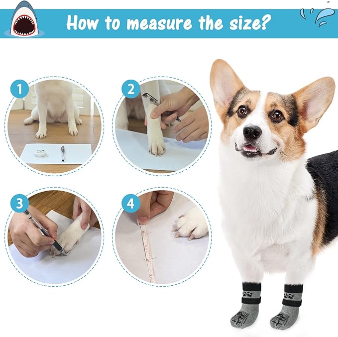 SCENEREAL 6Pcs Anti Slip Dog Socks to Prevent Licking Paws for Hot/Cold Pavement, Dog Grippy Socks for Hardwood Floors, Dog Shoes for Boots & Paw Protectors for Puppy Small Medium Large Senior Dogs