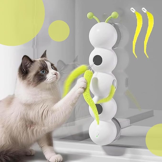 Whack a Worm Post Cat Toy, Interactive Caterpillar Smart Motion Cat Toy with Worm Design & Motion Sensor, Automatic Indoor Electronic Cat Toys, with Suction Cup Base & USB Rechargeable (#B*2PC)