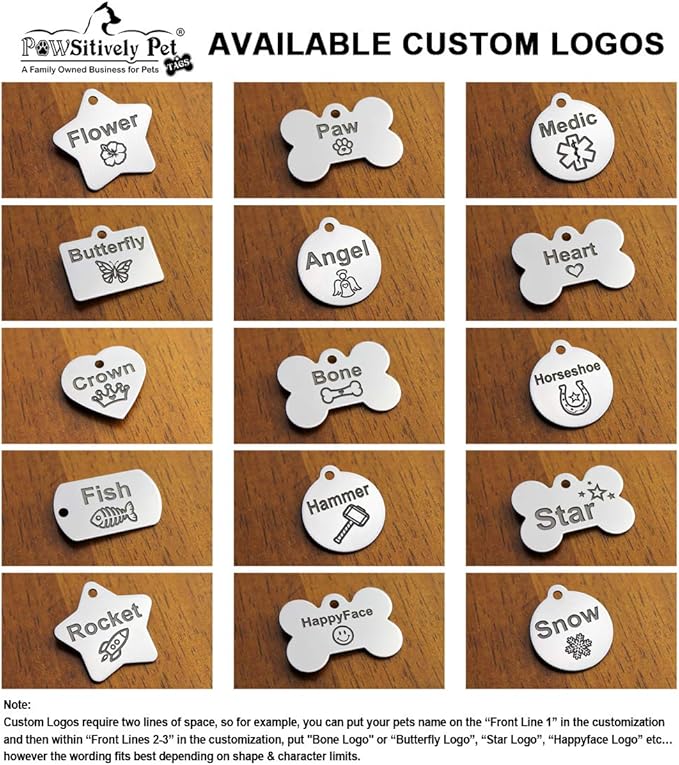 Pawsitively Pet Tags Stainless Steel Custom DEEP Engraved Pet ID Tags Personalized Front/Back Dog Tags for Dogs and Cats - XS Bone 3/4" x1-1/4 (2-Side Engraving)