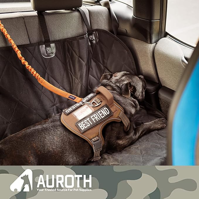 AUROTH Heavy Duty Bungee Dog Leash for Large Breed Dogs, No Pull for Shock Absorption with Car Seat Belt, 2 Padded Handles 4.5Foot 6Foot Training Dog Leash Orange