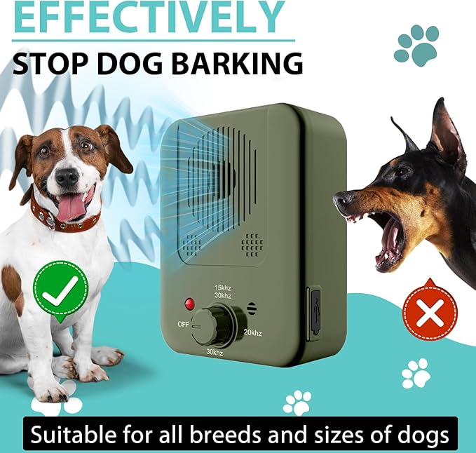 Anti Barking Device, Dog Barking Control Device, Ultrasonic Dog Barking Deterrent Devices, Safe & Humane Dog Barking Silencer for All Dogs Indoor Outdoor, Bark Box Stop Dog from Barking (Green)