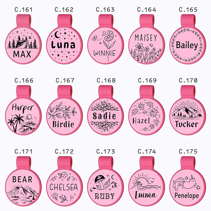 Brayhoo Silent Silicone Dog Tags, Custom Engraved Pet ID Tags for Cats and Dogs, Personalized Small Size Cat Tags with Cute Designs (Designs, Small)