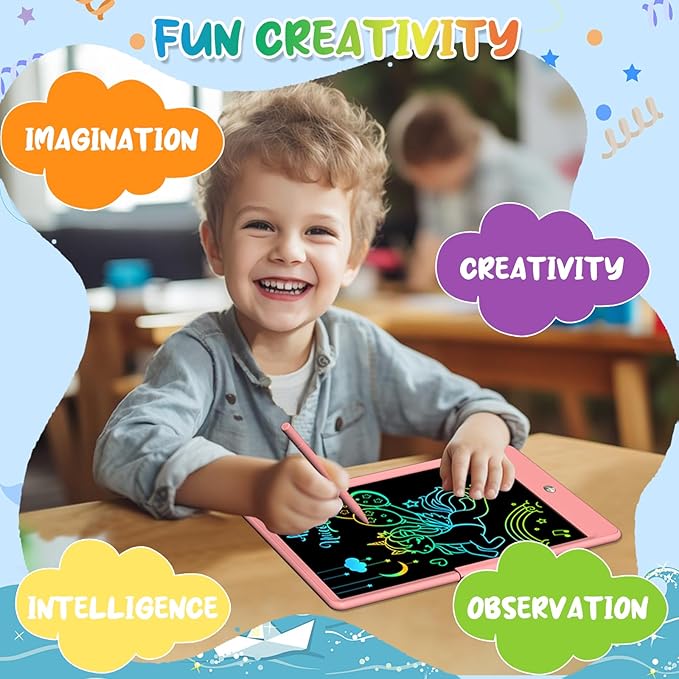 PYTTUR LCD Writing Tablet for Kids 10 Inch Reusable Drawing Tablets for Kids Colorful Writing Board Electronic Drawing Board Educational and Learning Toys for 2-4 Year Old Boys