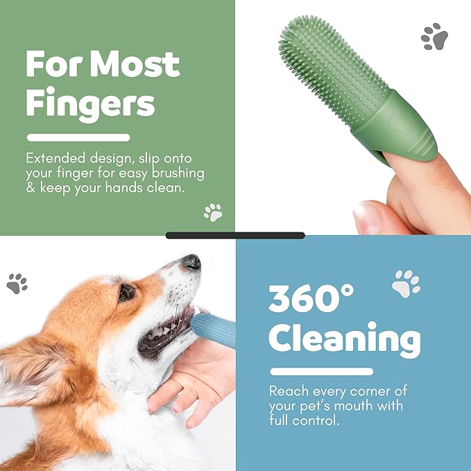1-Pack Dog Finger Toothbrush for Dogs and Cats, Soft Silicone Finger Tooth Brushing for Dogs, Puppy Dental Care, Finger Dog Toothbrush for Small and Large Breeds