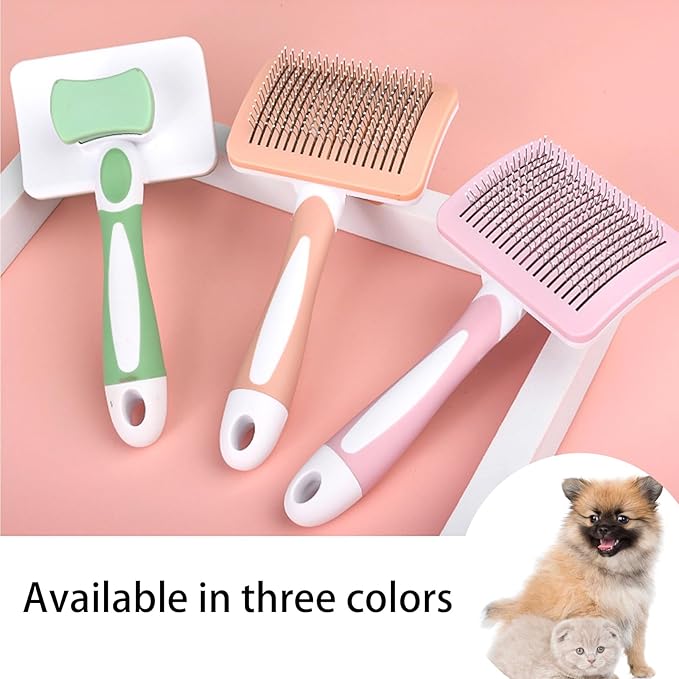 Cat Grooming Brush, Dog Slicker Brush for Dogs, Cat Brushes for Indoor Cats, Pets Skin Friendly Self Cleaning Slicker Massage Brushes for Shedding Dogs Cats,Hair Gentle Remove Loose Undercoat(Green)