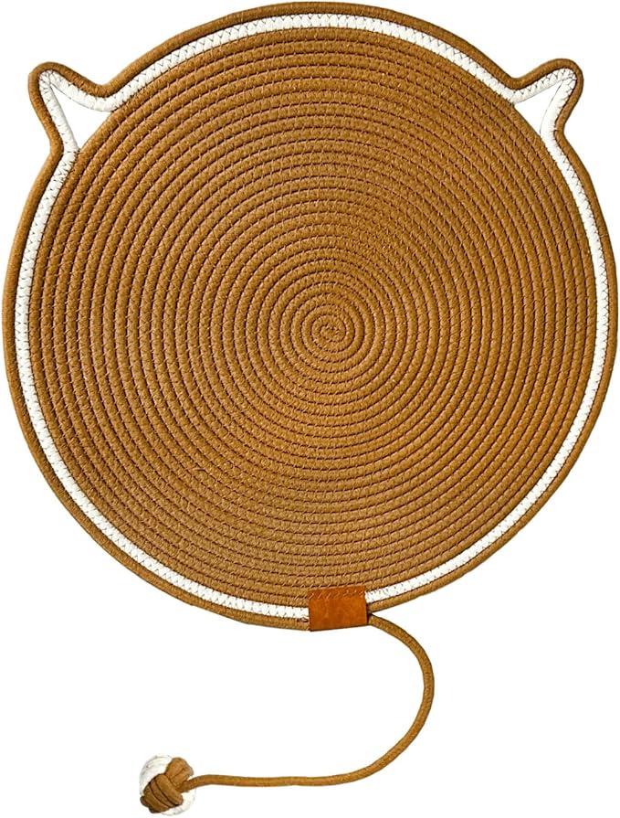 Cat Scratcher, 19.7'' Natural Cotton Rope Scratching Pad, Durable Cat Scratching Mat, Interactive Cat Toy,Large Size (Brown)