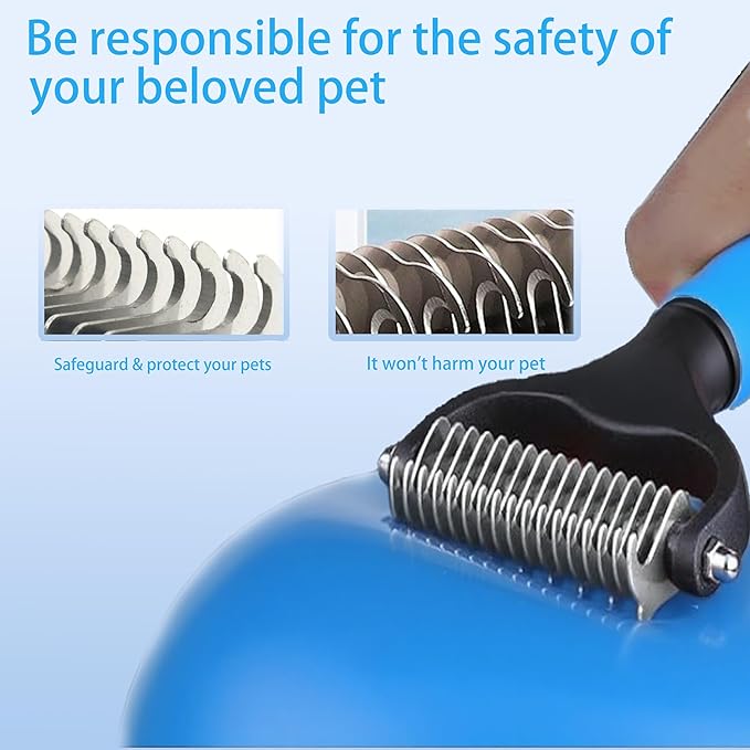 2PCS Pet Grooming Rake&Self Cleaning Slicker Brush，Undercoat Rake for Dogs & Cats ，Detangling and Dematting Long, Matted Fur on Cats and Dogs