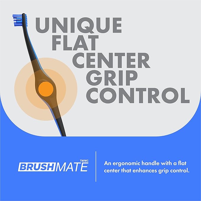 Brushmate Dual-Size Angled Soft Brush Heads Toothbrush for Pet Puppies, Dogs, and Cats - Ergonomic Handle, Long Neck, Special Rubber Stimulators - Dental Care Tool for Healthy Oral Hygiene