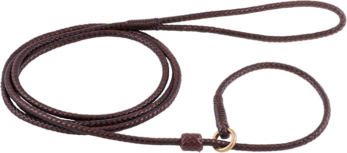 Alvalley Braided Leather Dog Leashes with Stopper - Pet Slip Leads for Dogs - Soft Gentle Leash - Adjustable for Small, Medium, Large & Extra Large Dogs (Black and Brown, 6ft Long, 3/16in Thick)