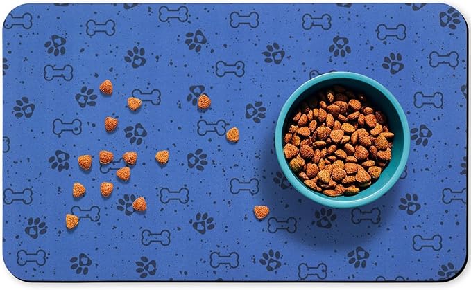Dog Food Mats,Cat Absorbent Water Bowl Feeding Mats Pet Placemats for Food and Water Spot 12 * 20 inch