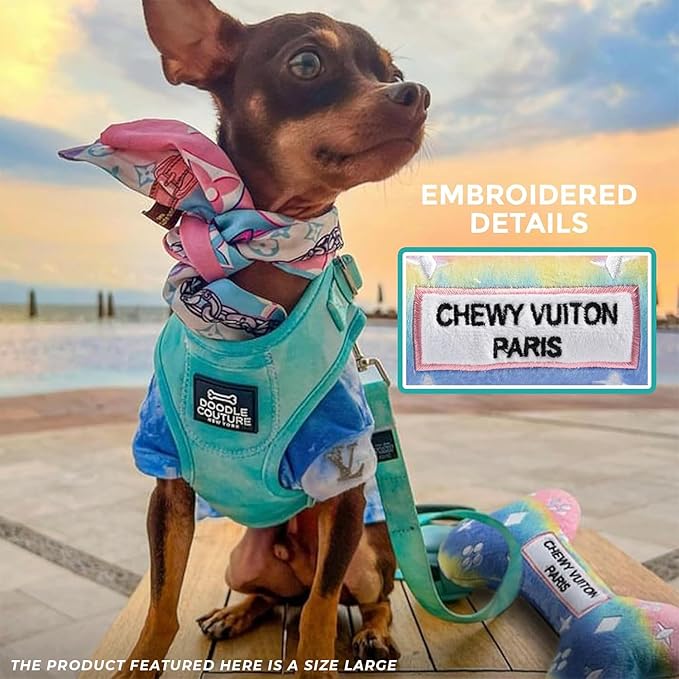 Haute Diggity Dog Pink Ombre Chewy Vuiton Bone, Plush Designer Dog Toys with Interactive Squeaker, Stimulating Pet Enrichment, Machine-Washable & Safe Materials for All Breeds, Size XL