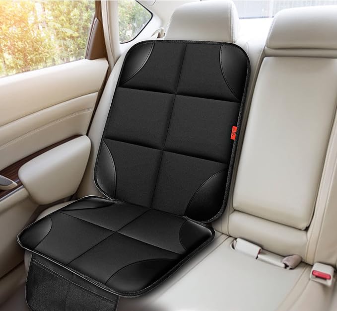 XHYANG Car Seat Protector 1 Pack Car Seat Cushion Mat Thickest Padding,Waterproof 600D Fabric Car Seat Covers for Non-Slip Backing Mesh Pockets for Baby and Pet (Gray, 1 Pc)