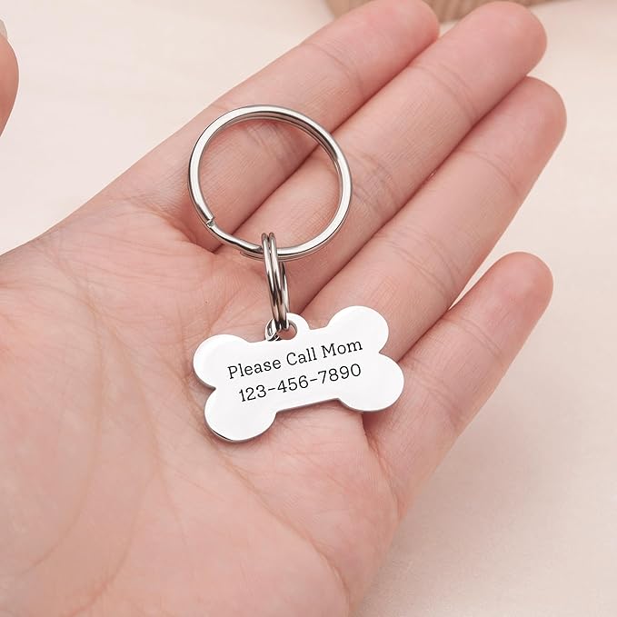 Anavia Small Size Dog Cat ID Tags, Small/XS Personalized Color Plated Stainless Steel Puppy Kitten Name Tags, Customized Engraved Nameplate Pet Collar Tag (Rainbow, Bone)