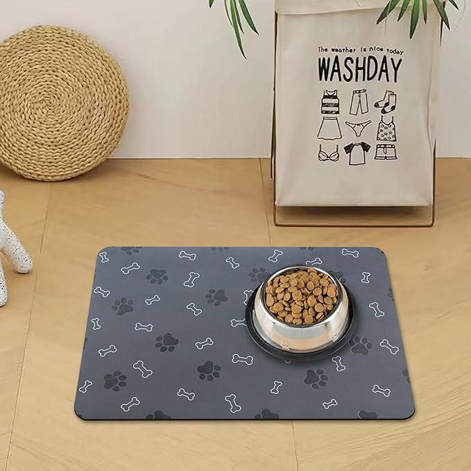 Pet Cat Dog Food Mat Non Slip Mat for Dog Water Bowl Mat Quick Dry Absorbent Cat Feeding Mat, 18.1 * 11.8 in, Green