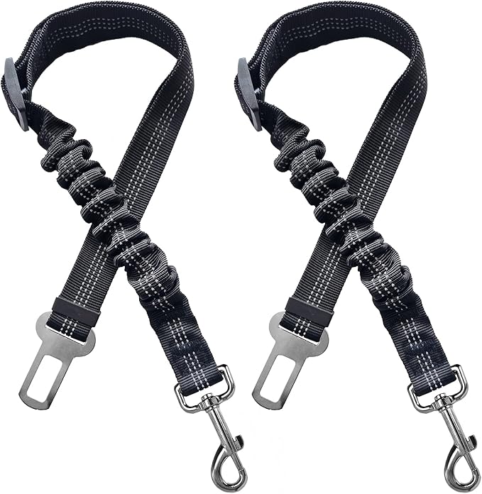 Yiaizhuo 2 Dog Seatbelt Seat Belt Car Harness Leash Travel Accessories Bungee Anti Shock Pet Cat Adjustable Lead Clip Safety Seats Belts Black