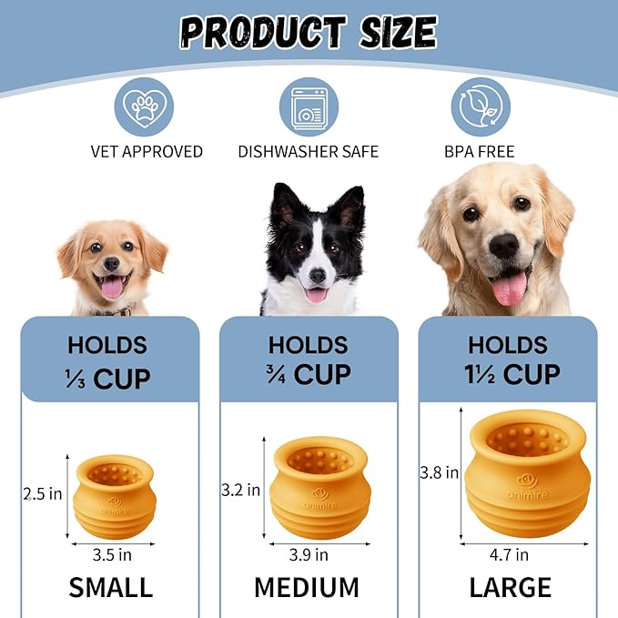 Treat Dispensing Dog Toy, Long-Lasting Interactive Puzzle Toys for Dogs, Stuffable Dog Enrichment Frozen Lick Treat Toy for Boredom, BPA Free Silicone Fetch Catch Chew Toy (Orange,S)