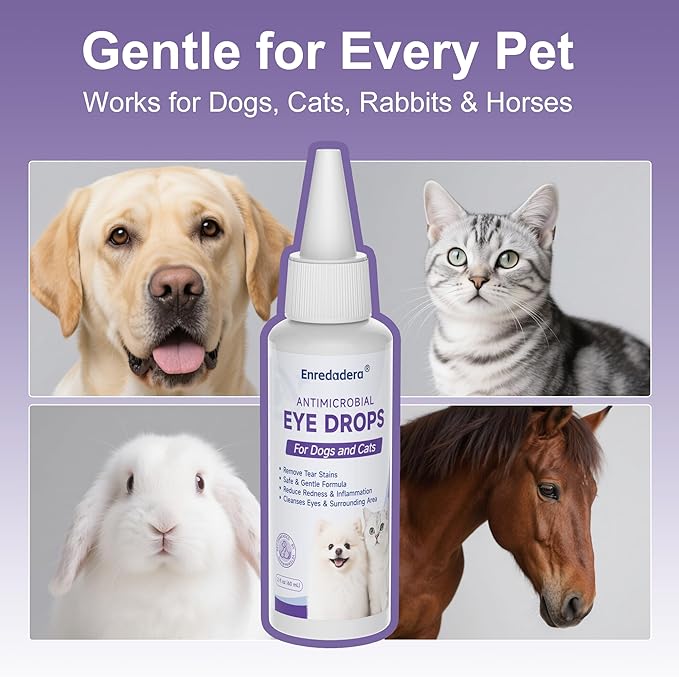 Enredadera Cat Eye Drops, Vet-Approved Dog Eye Infection Treatment for Tear Stain Remover&Pink Eye Relief, Gentle Plant-Powered Pet Eye Drops for Dog and Cat, Dog Conjunctivitis Eye Drop for Infection