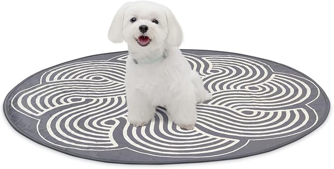2ct Paw Inspired Round Designer Dog Pads | Premium Washable Pee Pads | Reusable Puppy Pads for Potty Training, Whelping, Waterproof Mat | Leakproof, Non-Slip Liner (Dark Gray, 36")