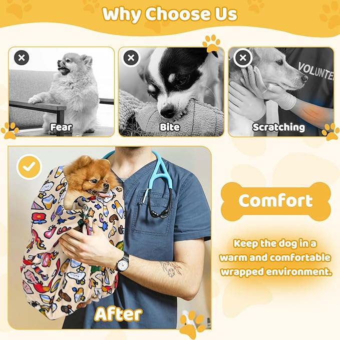 Cat Grooming Wrap & Dog Restraint Bag with Pet Nail Clippers Kit, 32x32in Self Adhesive Cat Wrap for Nail Clipping Multifunctional Care, Anti-Escape Soft Blanket Swaddle Within 22lbs