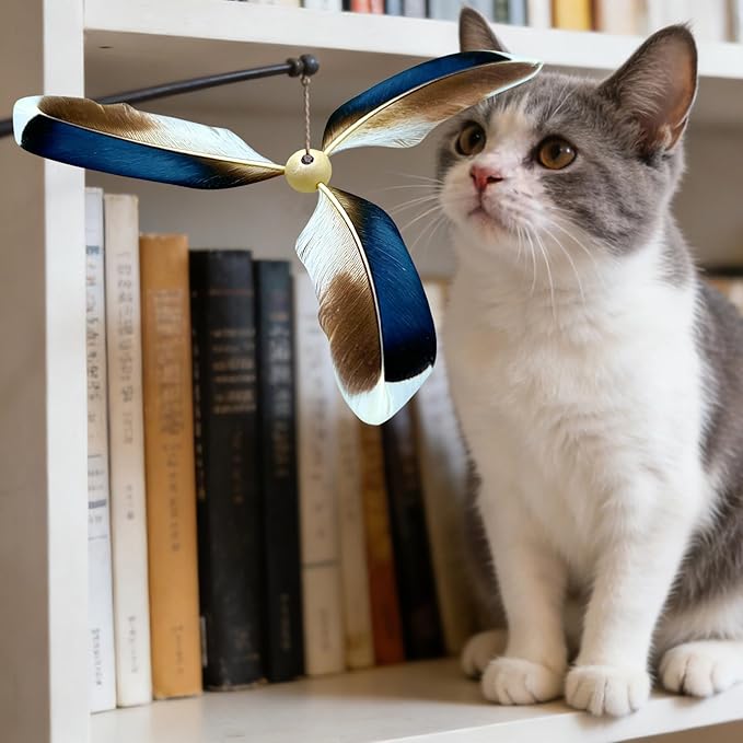 12Pcs Spinning Feather Propeller Refills for Cat Wand Toy,Interactive Cat Toys Replacement Wand Teasers Attachments