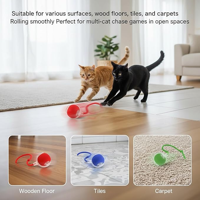 BRICKSWAN Interactive Cat Toys Ball for Cats - Upgrade Automatic Cat Toys for Indoor Cats, 3 Modes 2 Speed Moving Cat Ball (Blue)