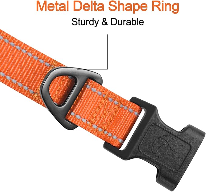 Joytale Dog Collar,Soft Neoprene Padded Breathable Nylon Pet Collar Adjustable for Small Dogs,Orange,S