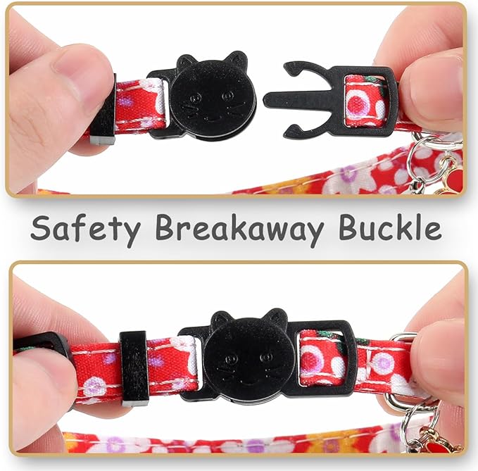 SuperBuddy Cat Collars Breakaway with Bell - 4 Pack Cat Safety Collars for Boys & Girls - Safety Buckle Kitten Collar for Pet Supplies,Stuff,Accessories