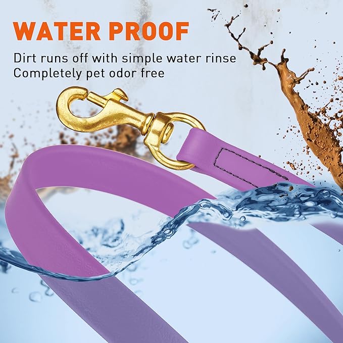 Viper K9 Biothane Working Dog Leash Waterproof Lead for Tracking Training Schutzhund Dog Sport & Search - Odor-Proof Long Line with Solid Brass Snap for Puppy Medium Large 3/4" x 10ft Amethyst Purple