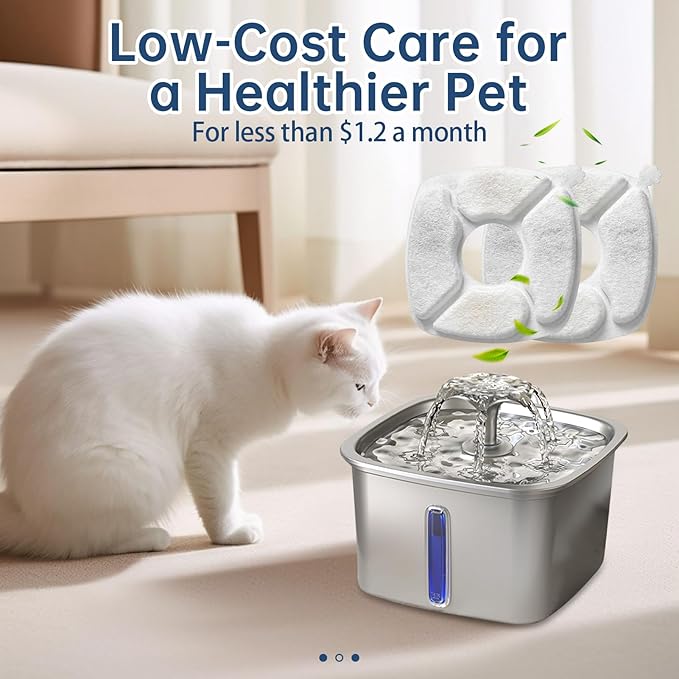 28 Pcs Cat Water Fountain Replacement Filters-14 Pack Cat Fountain Filters with 14 Pack Sponges, Enhanced Compatibility Pet Fountain Filter Fit for 95oz/2.8L 135oz/4L 67oz/2L Pet Drinking Fountain
