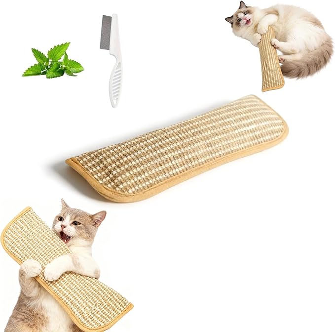 Clawvia Cat Toy, Interactive Catnip Chew Toy, Durable 12 Inches Catnip Kicker Soft Sisal Pillow with Organic Catnip for Kittens and Adult Cats for Indoor Scratching, Chewing & Teething (2)