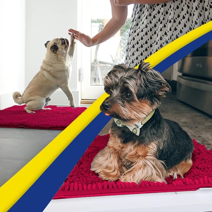 Muddy Mat® | Super Absorbent Door Mat Indoor, Microfiber Quick Dry Chenille Entryway Rug, Non-Slip Front Door Mat, Indoor Mats for Entryway, Machine Washable Pet Rug, Maroon 36" x 120"