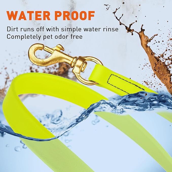 Viper Biothane K9 Working Dog Leash Waterproof Lead for Tracking Training Schutzhund Odor-Proof Long Line with Solid Brass Snap for Puppy Medium and Large Dogs, 20ft Safety Yellow