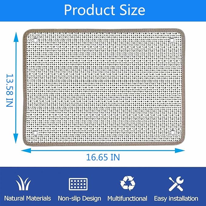 Cat Nail File Scratcher- Natural Sisal Scratching Pad with 80-Grit Aluminum Oxide, Wall/Floor Cat Scratcher is Ideal for Trimming Cat Nails & Furniture Protection (16.65"x13.58")